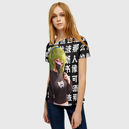 Женская футболка Куки Синобу - Геншин Импакт / 3D-принт – фото 3