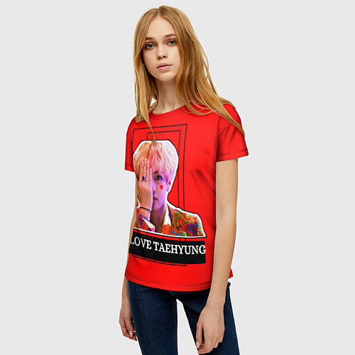 Женская футболка Стикер Тэхен / 3D-принт – фото 3
