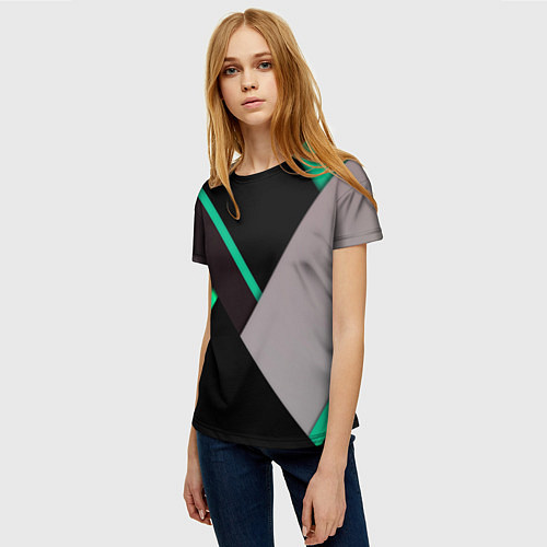 Женская футболка Спортивная геометрия линии / 3D-принт – фото 3