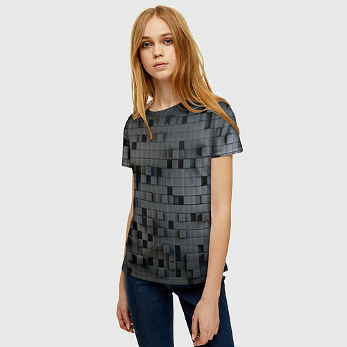 Женская футболка Digital pixel black / 3D-принт – фото 3