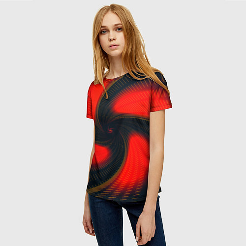 Женская футболка Закрученный вихрь - узор красный / 3D-принт – фото 3
