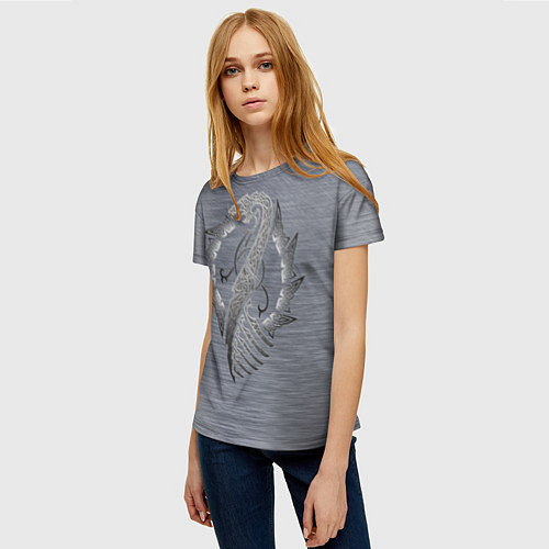 Женская футболка Скандинавский дракон сталь / 3D-принт – фото 3