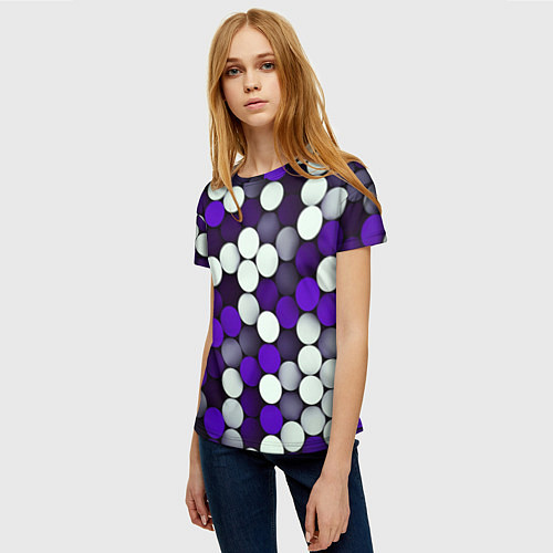 Женская футболка Мозаика из кругов / 3D-принт – фото 3