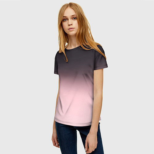 Женская футболка Градиент: от черного к розовому / 3D-принт – фото 3