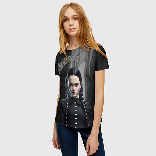 Женская футболка Wednesday Addams в лесу / 3D-принт – фото 3