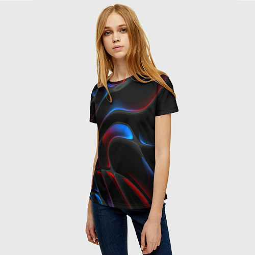 Женская футболка Neon colors drops of liquid / 3D-принт – фото 3