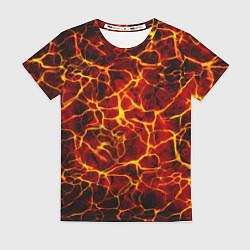 Футболка женская Раскаленная лава в жерле вулкана, цвет: 3D-принт