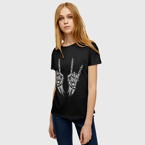 Женская футболка Скелет кости руки skeleton / 3D-принт – фото 3