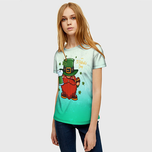 Женская футболка Гном Лепрекон / 3D-принт – фото 3