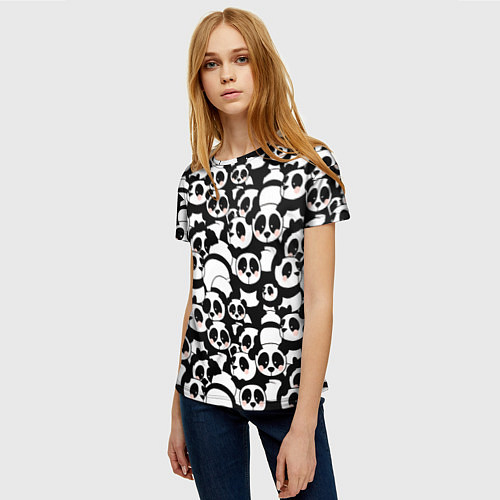 Женская футболка Чёрно-белые панды / 3D-принт – фото 3