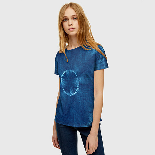 Женская футболка Синий круг тай-дай / 3D-принт – фото 3