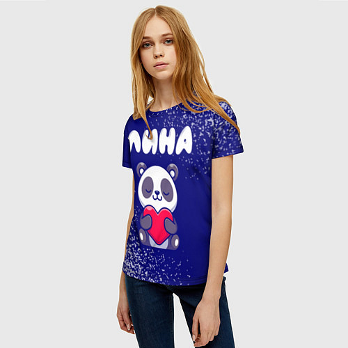 Женская футболка Лина панда с сердечком / 3D-принт – фото 3