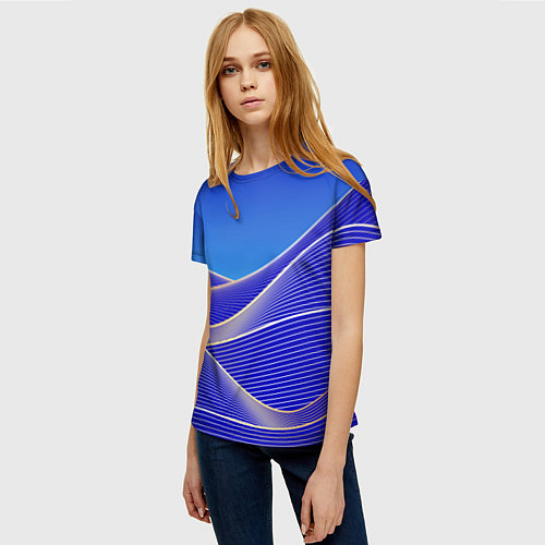 Женская футболка Волновая растровая композиция / 3D-принт – фото 3