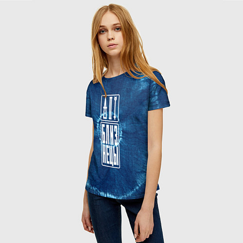 Женская футболка Знак Близнецы на фоне тай-дай / 3D-принт – фото 3