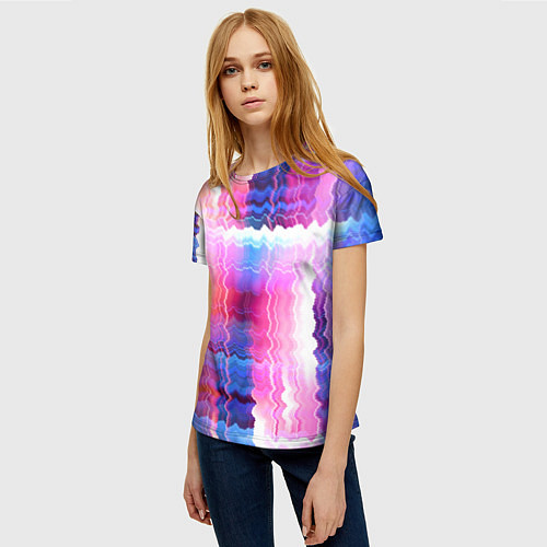 Женская футболка Абстрактные линии сайфай / 3D-принт – фото 3
