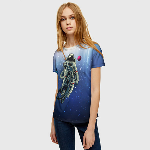 Женская футболка Космонавт на велике / 3D-принт – фото 3