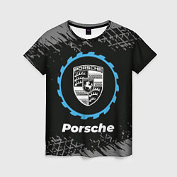 Футболка женская Porsche в стиле Top Gear со следами шин на фоне, цвет: 3D-принт