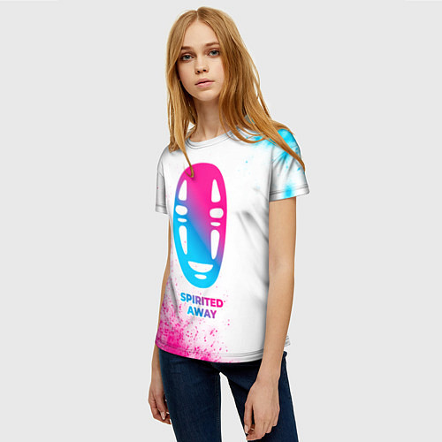 Женская футболка Spirited Away neon gradient style / 3D-принт – фото 3