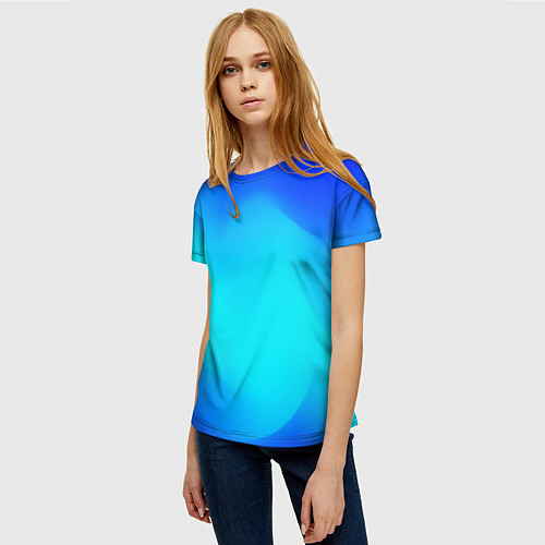 Женская футболка Градиент синий / 3D-принт – фото 3
