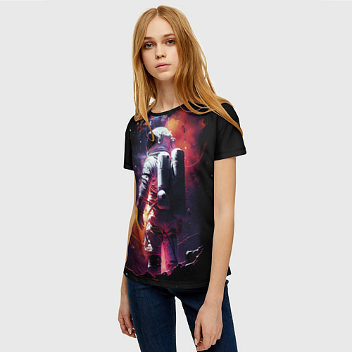 Женская футболка Космонавт на неизвестной планете / 3D-принт – фото 3