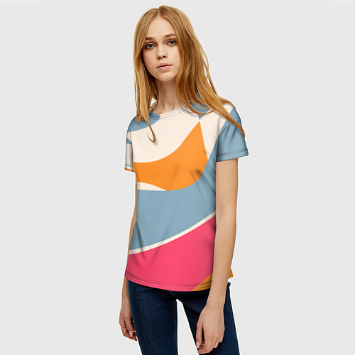 Женская футболка Разноцветная абстракция в стиле модерн / 3D-принт – фото 3