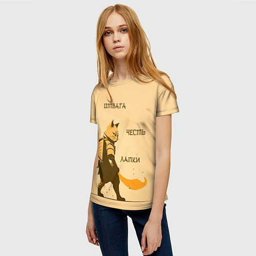 Женская футболка Кот-воин / 3D-принт – фото 3