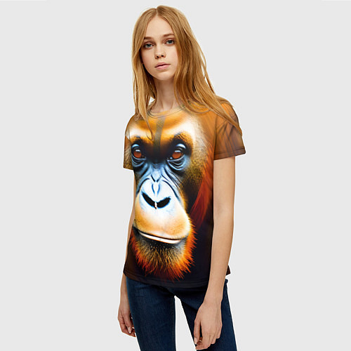 Женская футболка Орангутан - Обезьяна, от которой веет добротой / 3D-принт – фото 3