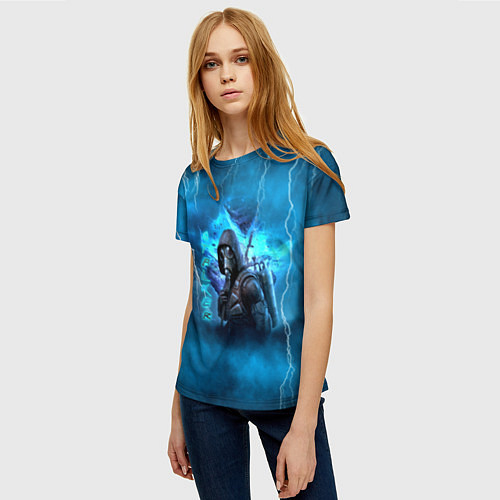 Женская футболка Stalker sky art blue / 3D-принт – фото 3