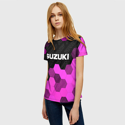 Женская футболка Suzuki pro racing: символ сверху / 3D-принт – фото 3