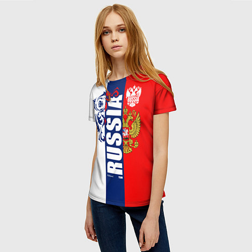Женская футболка Russia national team: white blue red / 3D-принт – фото 3