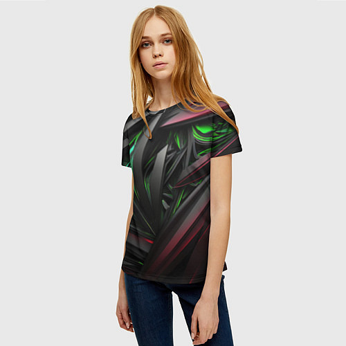 Женская футболка Объемные абстрактные объекты / 3D-принт – фото 3