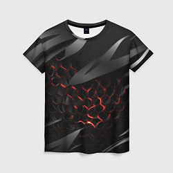 Футболка женская Black and red abstract, цвет: 3D-принт