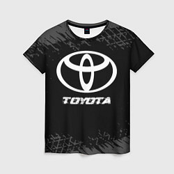 Футболка женская Toyota speed на темном фоне со следами шин, цвет: 3D-принт