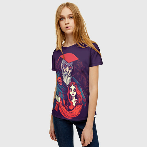 Женская футболка Девушка и злой колдун / 3D-принт – фото 3
