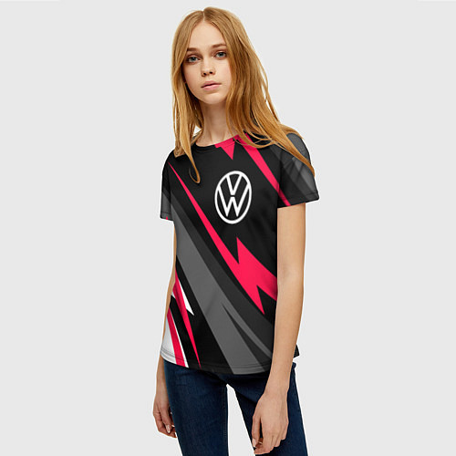 Женская футболка Volkswagen fast lines / 3D-принт – фото 3