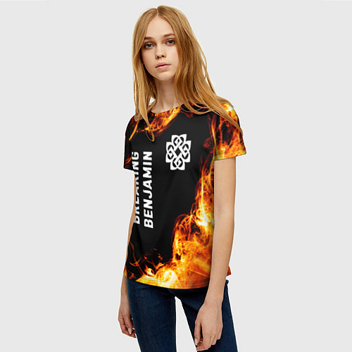 Женская футболка Breaking Benjamin и пылающий огонь / 3D-принт – фото 3