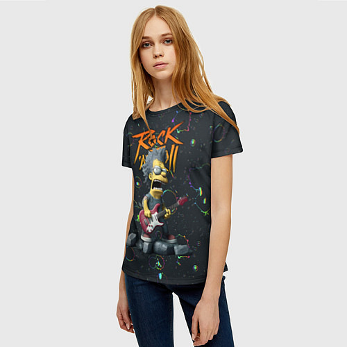 Женская футболка Рок стиль Симпсонов / 3D-принт – фото 3
