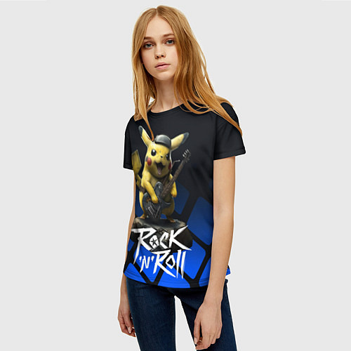 Женская футболка Пикачу Рокnroll / 3D-принт – фото 3