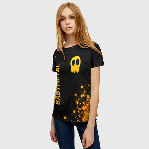 Женская футболка Babymetal - gold gradient: надпись, символ / 3D-принт – фото 3