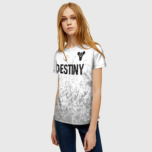 Женская футболка Destiny glitch на светлом фоне: символ сверху / 3D-принт – фото 3