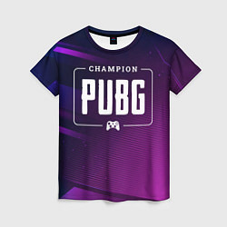 Футболка женская PUBG gaming champion: рамка с лого и джойстиком на, цвет: 3D-принт