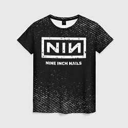 Футболка женская Nine Inch Nails с потертостями на темном фоне, цвет: 3D-принт