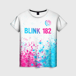 Футболка женская Blink 182 neon gradient style: символ сверху, цвет: 3D-принт