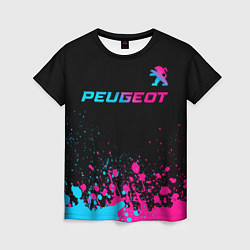 Футболка женская Peugeot - neon gradient: символ сверху, цвет: 3D-принт