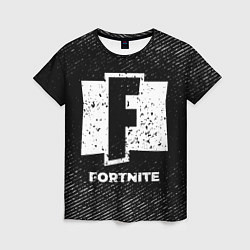 Футболка женская Fortnite с потертостями на темном фоне, цвет: 3D-принт