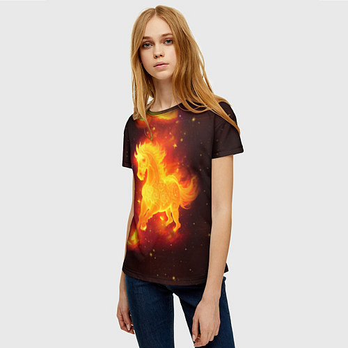 Женская футболка Огненный конь мчится / 3D-принт – фото 3