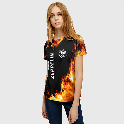Женская футболка Led Zeppelin и пылающий огонь / 3D-принт – фото 3