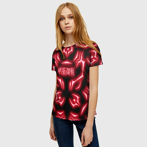 Женская футболка Магическая битва светящиеся Знаки Сукуны / 3D-принт – фото 3