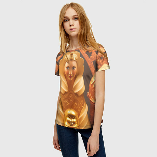 Женская футболка Матрёшка 585 Гольд / 3D-принт – фото 3