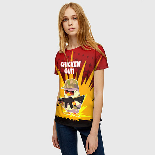 Женская футболка Chicken Gun - спецназ / 3D-принт – фото 3